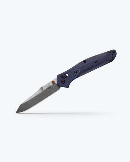 Benchmade Osborne 940-04 Denim Micarta, 3.4″ M390 Reverse Tanto Blade, Made in USA (940-04)