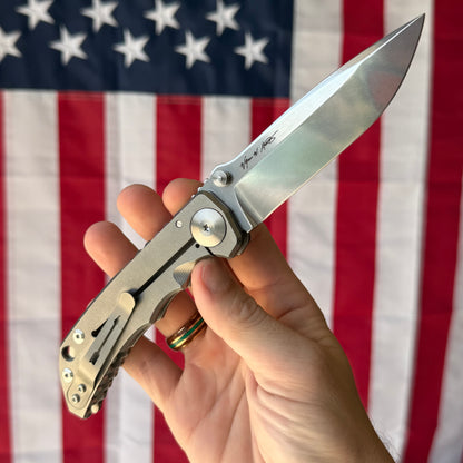 Spartan Blades Harsey Folder SHF - Titanium Frame Lock, Stonewash MagnaCut - Made in USA (SF5SW)