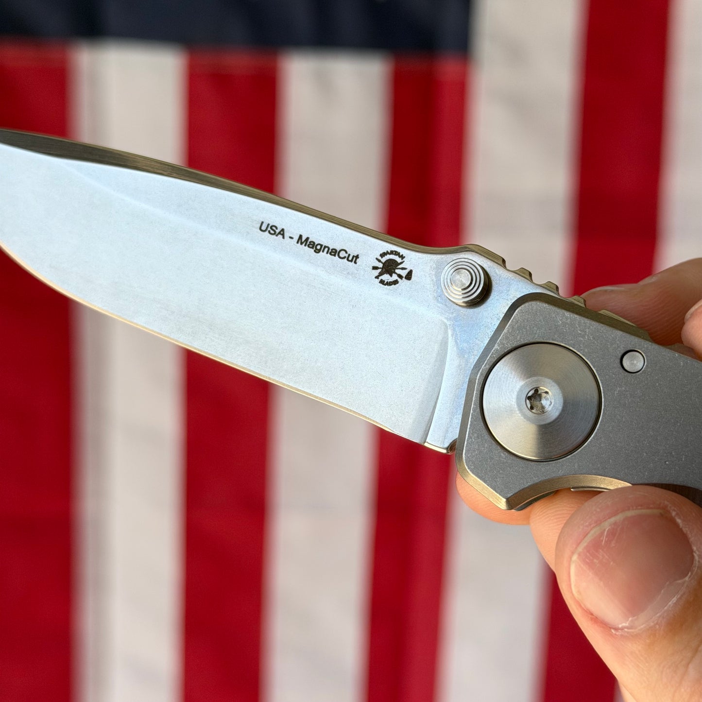Spartan Blades Harsey Folder SHF - Titanium Frame Lock, Stonewash MagnaCut - Made in USA (SF5SW)