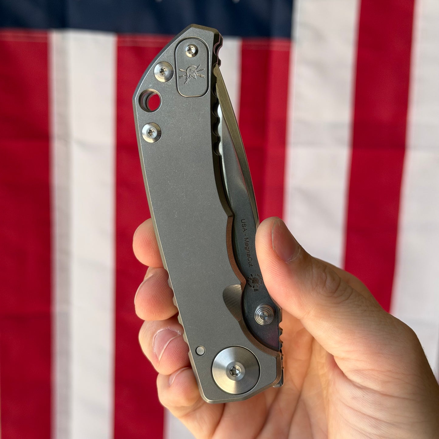 Spartan Blades Harsey Folder SHF - Titanium Frame Lock, Stonewash MagnaCut - Made in USA (SF5SW)