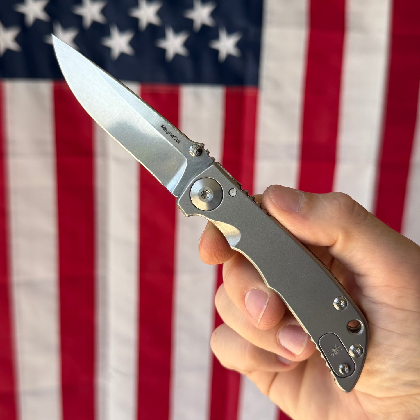 Spartan Blades Harsey Folder SHF 3.25 - Titanium Frame Lock, Stonewash Magnacut - Made in USA (SF10SW)