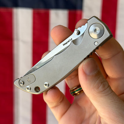 Spartan Blades Harsey Folder SHF 3.25 - Titanium Frame Lock, Stonewash Magnacut - Made in USA (SF10SW)