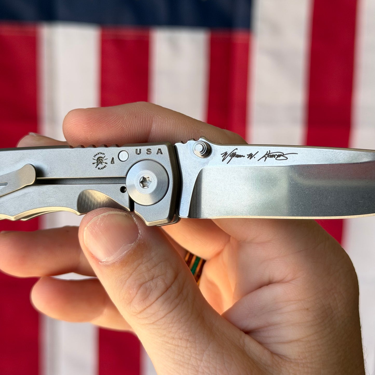 Spartan Blades Harsey Folder SHF 3.25 - Titanium Frame Lock, Stonewash Magnacut - Made in USA (SF10SW)