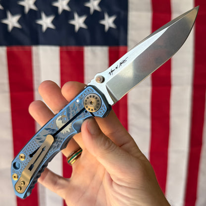 Spartan Blades Uncle Sam Special Edition Harsey Folder SHF - Engraved Titanium - Made in USA (SF5USAM)