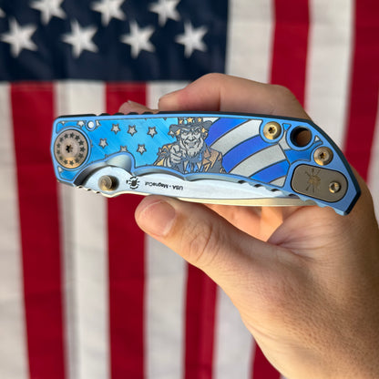 Spartan Blades Uncle Sam Special Edition Harsey Folder SHF - Engraved Titanium - Made in USA (SF5USAM)