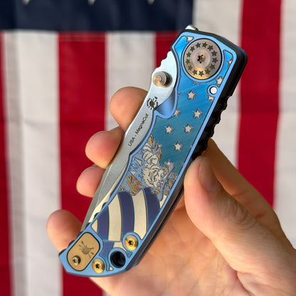 Spartan Blades Uncle Sam Special Edition Harsey Folder SHF - Engraved Titanium - Made in USA (SF5USAM)