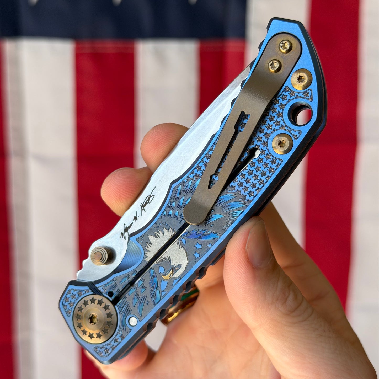 Spartan Blades Uncle Sam Special Edition Harsey Folder SHF - Engraved Titanium - Made in USA (SF5USAM)