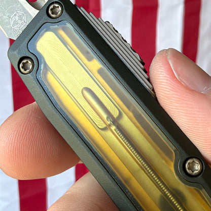 Heretic NYX OTF - Bronze Tanto MagnaCut, OD Green Ultem, Bronze Hardware - Made in USA (H015-7A-GRN-ULTEM)