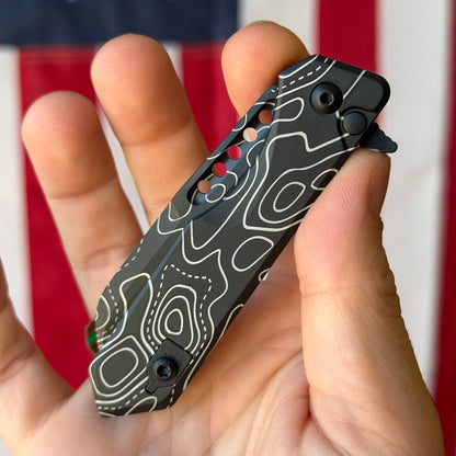 Heretic Jinn Manual - Full Deep Engraved Topo, DLC MagnaCut, Black Tactical Hardware - Made in USA (H213-TOPO)