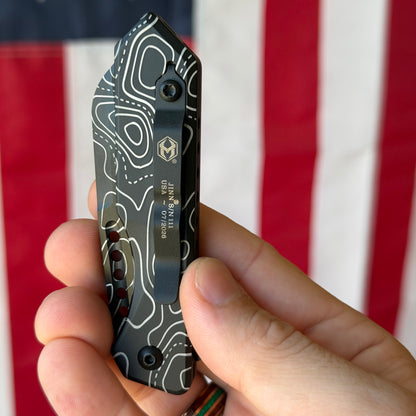 Heretic Jinn Manual - Full Deep Engraved Topo, DLC MagnaCut, Black Tactical Hardware - Made in USA (H213-TOPO)