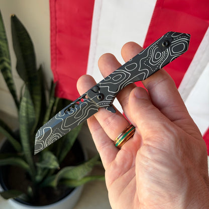 Heretic Jinn Manual - Full Deep Engraved Topo, DLC MagnaCut, Black Tactical Hardware - Made in USA (H213-TOPO)