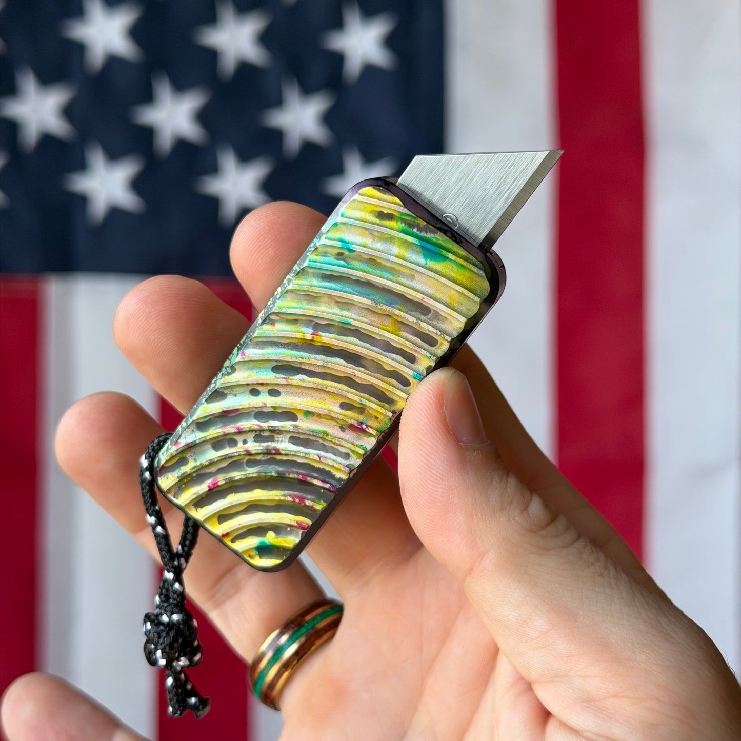 The Back Door: Demo - Rivery MFG Zero Utility Knife, Original Pattern Nebula Anodized, 6061 Aluminum - Made in USA