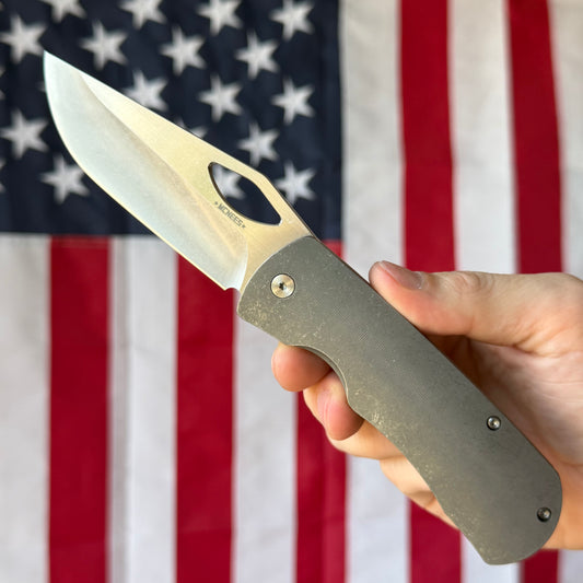 The Back Door: Demo - McNees Dixon 3.75" Drop Point, CPM-MagnaCut Stonewash, Titanium Frame Lock - Made in USA