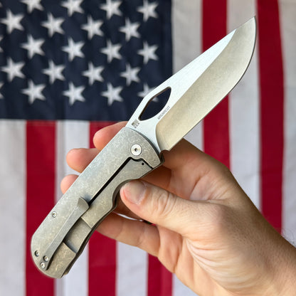 The Back Door: Demo - McNees Dixon 3.75" Drop Point, CPM-MagnaCut Stonewash, Titanium Frame Lock - Made in USA