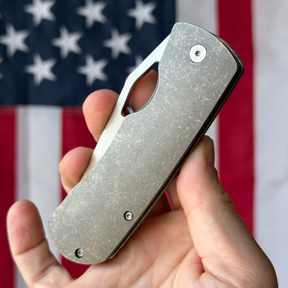 The Back Door: Demo - McNees Dixon 3.75" Drop Point, CPM-MagnaCut Stonewash, Titanium Frame Lock - Made in USA