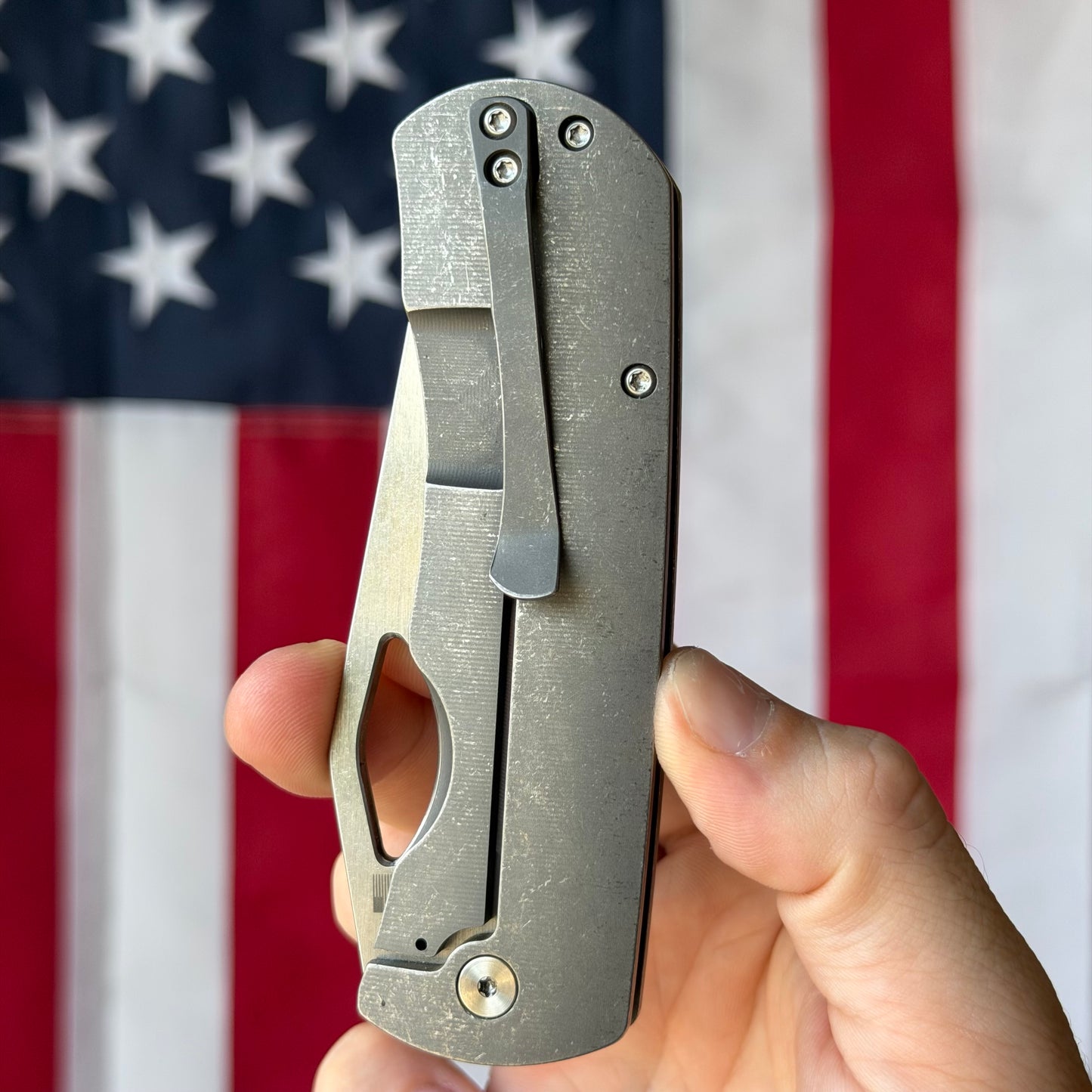 The Back Door: Demo - McNees Dixon 3.75" Drop Point, CPM-MagnaCut Stonewash, Titanium Frame Lock - Made in USA