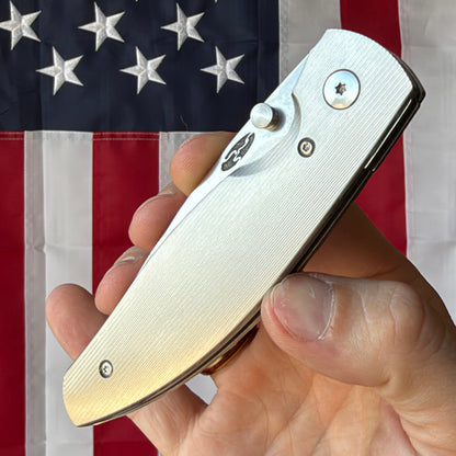 The Back Door: Demo - TRM ATOM 3.50" Drop Point, CPM-MagnaCut, Pinstripe 3D Titanium, Liner Lock - Made in USA