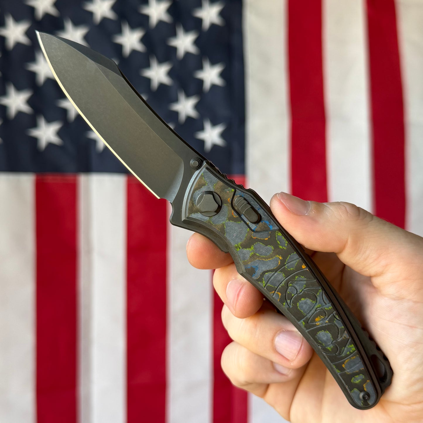 The Back Door: Used - Hawk Knives Talon 3.50" Wharncliffe, M390 DLC, 80s Camo Carbon, DLC Titanium, Hawk Lock - Made in USA