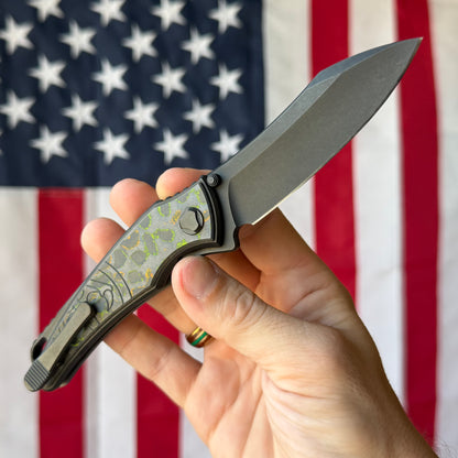 The Back Door: Used - Hawk Knives Talon 3.50" Wharncliffe, M390 DLC, 80s Camo Carbon, DLC Titanium, Hawk Lock - Made in USA