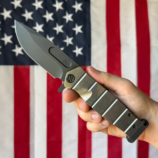 The Back Door: Used - Medford USMC Fighter Flipper MD204SPQ01TM 4.25" Drop Point, S35VN Tumbled, Titanium Frame Lock - Made in USA