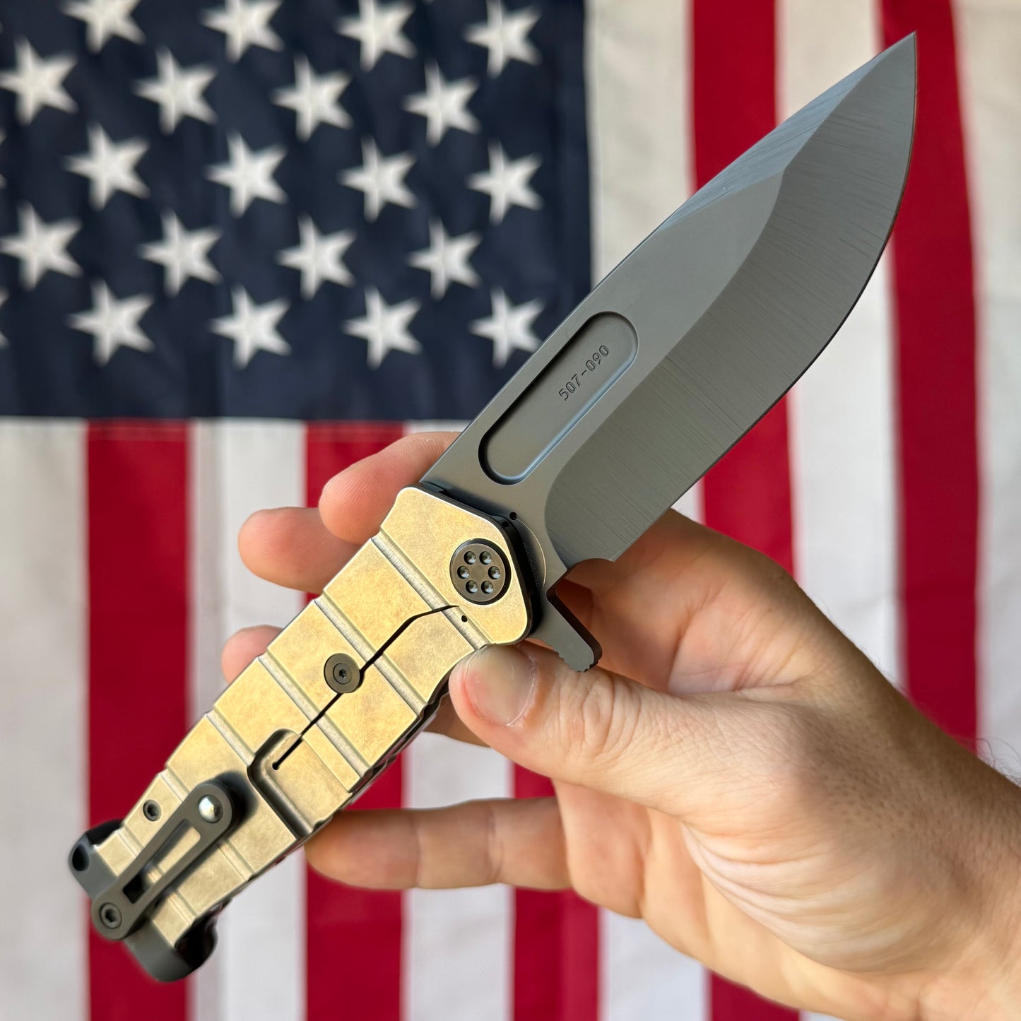 The Back Door: Used - Medford USMC Fighter Flipper MD204SPQ01TM 4.25" Drop Point, S35VN Tumbled, Titanium Frame Lock - Made in USA