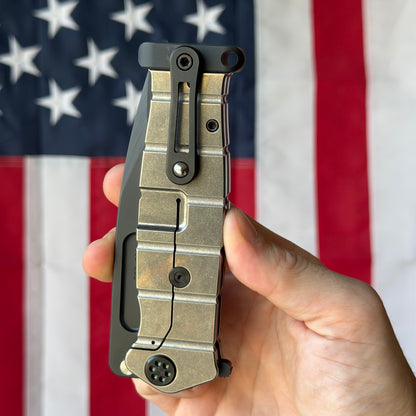 The Back Door: Used - Medford USMC Fighter Flipper MD204SPQ01TM 4.25" Drop Point, S35VN Tumbled, Titanium Frame Lock - Made in USA