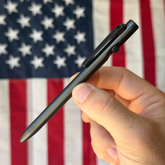 Tactile Turn Slim Bolt Action Pen - DLC Titanium, Standard, Machined in USA (Slim Bolt Action DLC Standard)