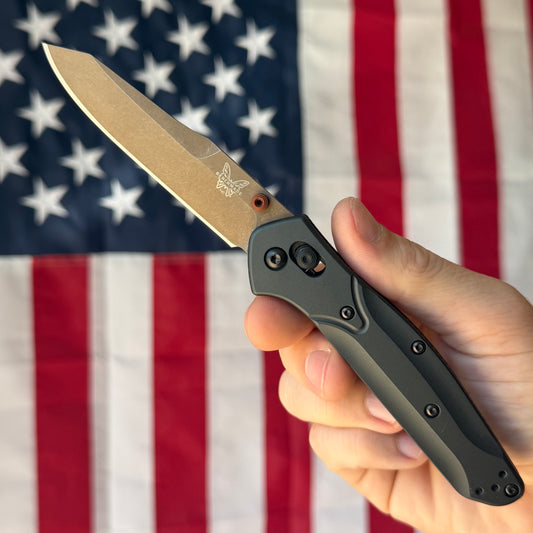 Benchmade Osborne - S90V Reverse Tanto, Taiga Green Aluminum - Made in USA (940FE-2601)