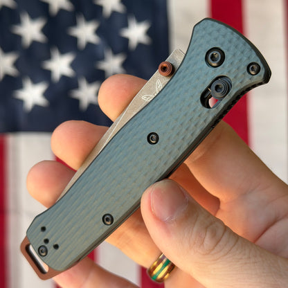 Benchmade Bailout - S90V FDE Tanto, Taiga Green Aluminum - Made in USA (537FE-2601)