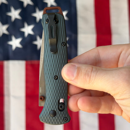 Benchmade Bailout - S90V FDE Tanto, Taiga Green Aluminum - Made in USA (537FE-2601)