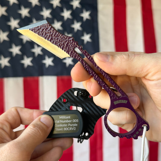 Severed Metal Works Militant ~2" Fixed Blade – Skeletonized 80CrV2, Finger Ring – Made in USA