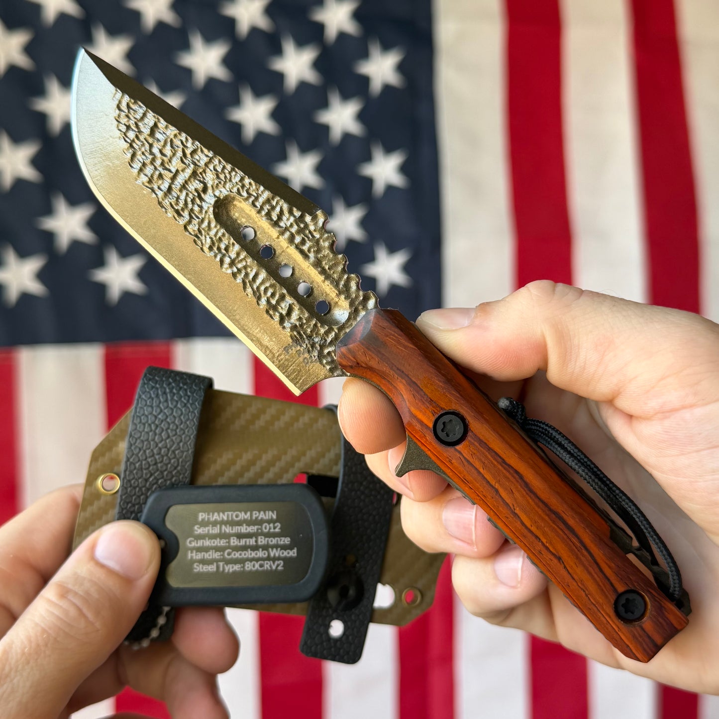 Severed Metal Works Phantom Pain 3.7" Fixed Blade – 80CrV2, Harpoon Back, Kydex Sheath – Made in USA