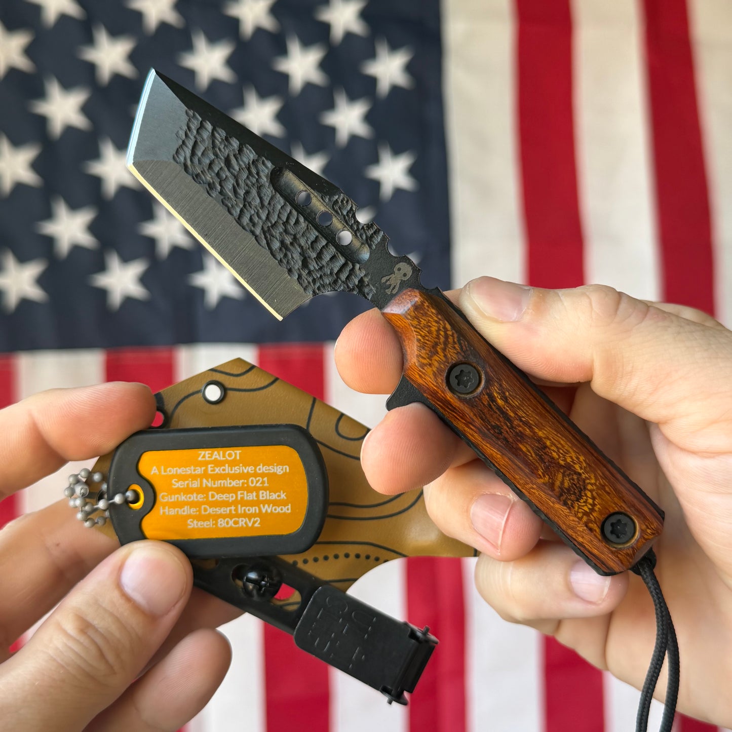 Severed Metal Works Zealot Fixed Blade – 2.5” Tanto Blade, 80CrV2 Steel, Micarta Scales – Made in USA