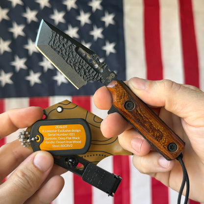 Severed Metal Works Zealot Fixed Blade – 2.5” Tanto Blade, 80CrV2 Steel, Micarta Scales – Made in USA
