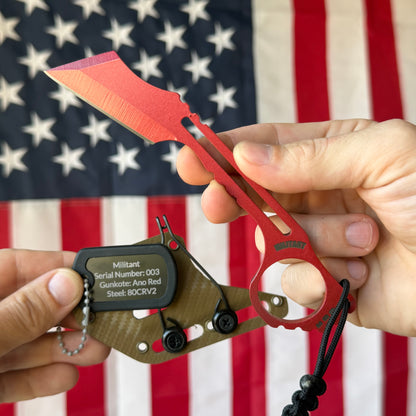 Severed Metal Works Militant ~2" Fixed Blade – Skeletonized 80CrV2, Finger Ring – Made in USA