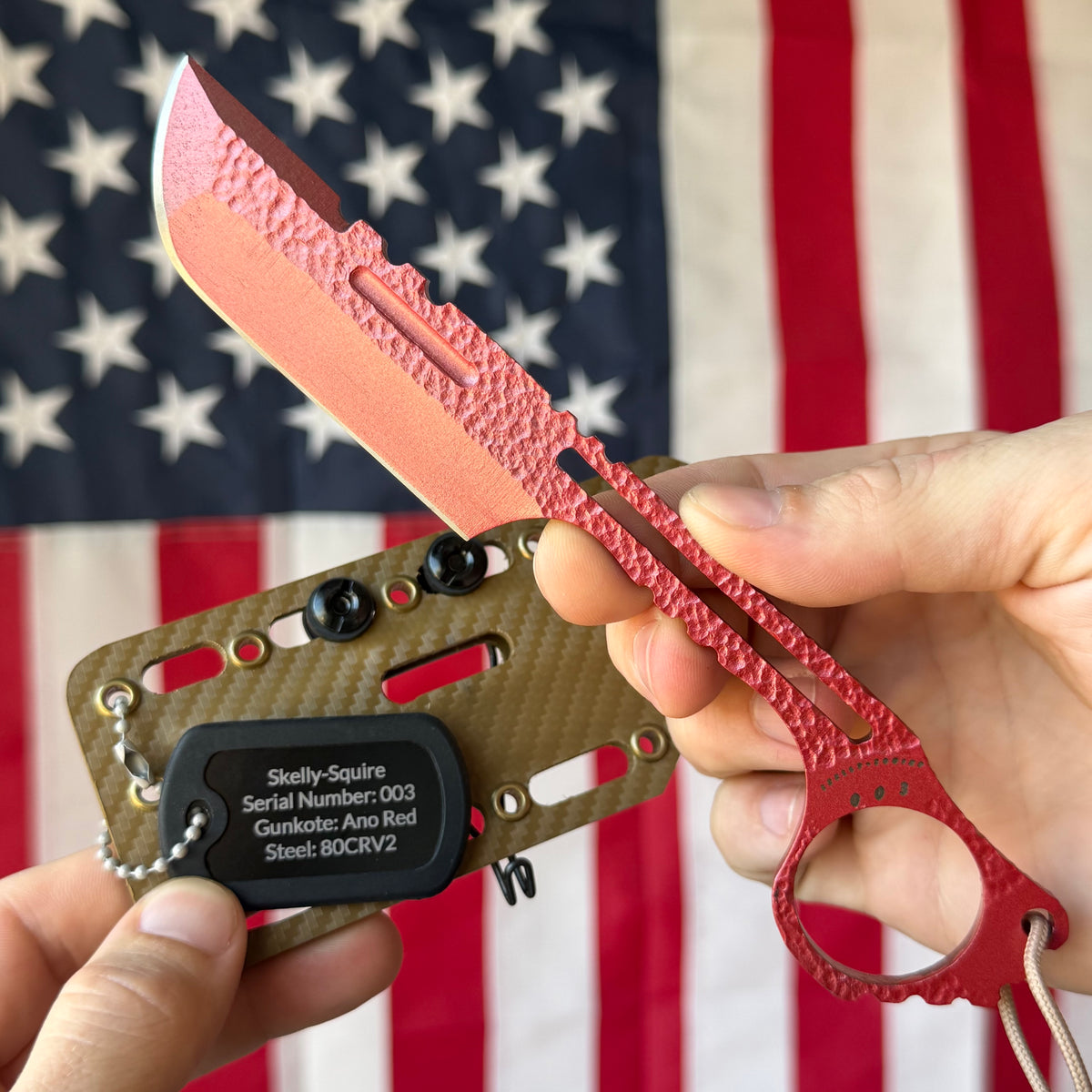Severed Metal Works Skelly Squire ~3.3" Fixed Blade – Skeletonized 80CrV2, Finger Ring – Made in USA