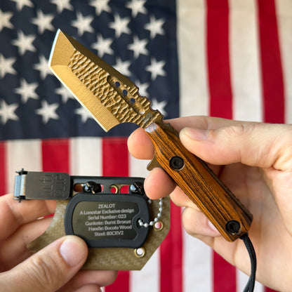 Severed Metal Works Zealot Fixed Blade – 2.5” Tanto Blade, 80CrV2 Steel, Micarta Scales – Made in USA