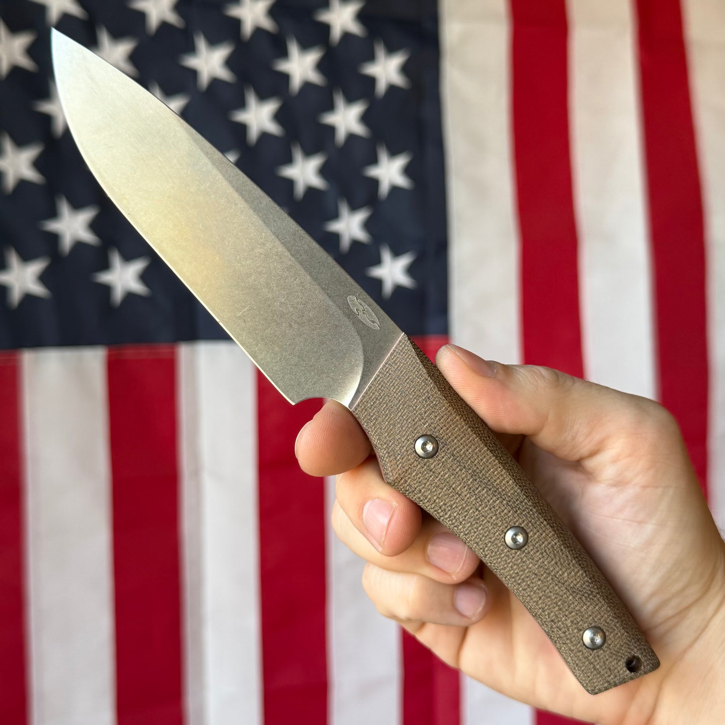 TRM RED LINE Fixed Blade - CPM-20CV, OD Green Micarta, Red Liners, Leather Sheath - Made in USA (DLR-RL-MIC)