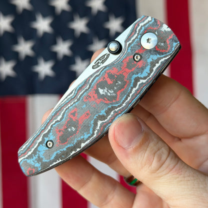 TRM NEUTRON 2 Liner Lock - CPM-MagnaCut, Star Spangled Fat Carbon, Titanium Liners - Made in USA (DLR-N2-CC-3D)