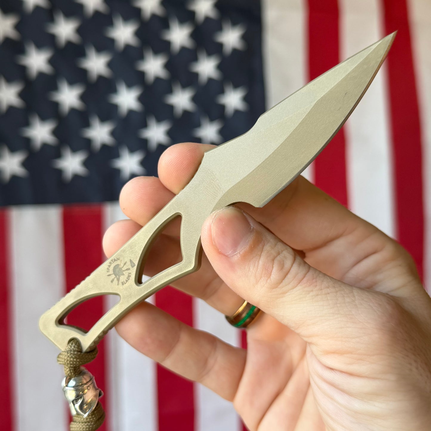 Spartan Blades Enyo - Flat Dark Earth MagnaCut, Skeletonized Fixed Blade, Kydex and Neck Carry - Made in USA (SB2DE)