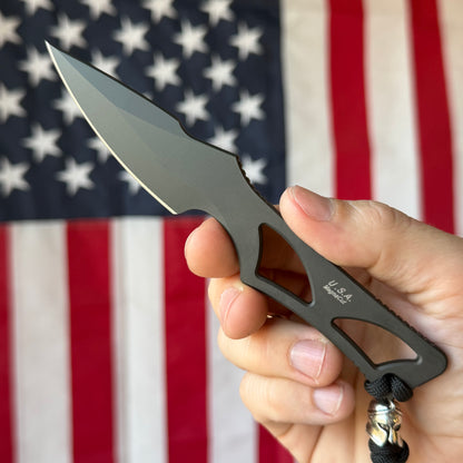 Spartan Blades Enyo - Black MagnaCut, Skeletonized Fixed Blade, Kydex and Neck Carry - Made in USA (SB2BK)