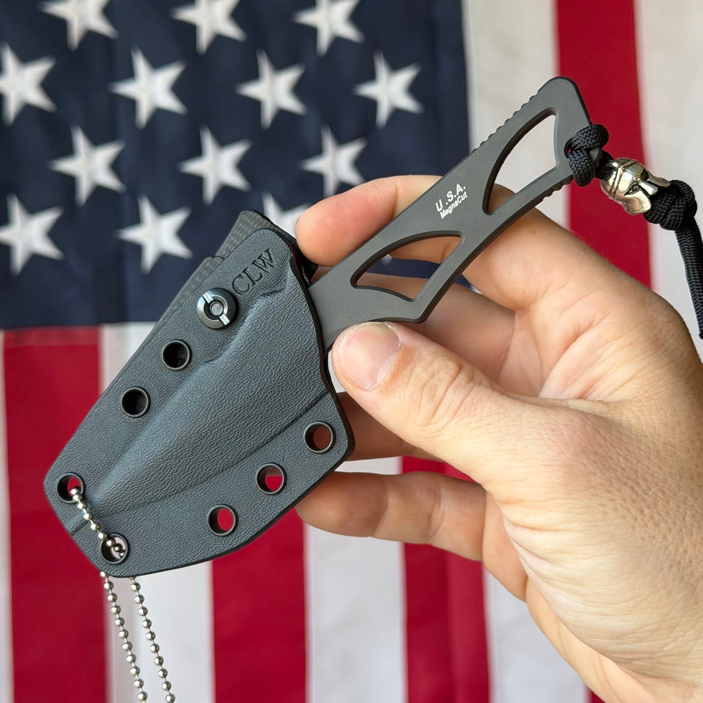 Spartan Blades Enyo - Black MagnaCut, Skeletonized Fixed Blade, Kydex and Neck Carry - Made in USA (SB2BK)