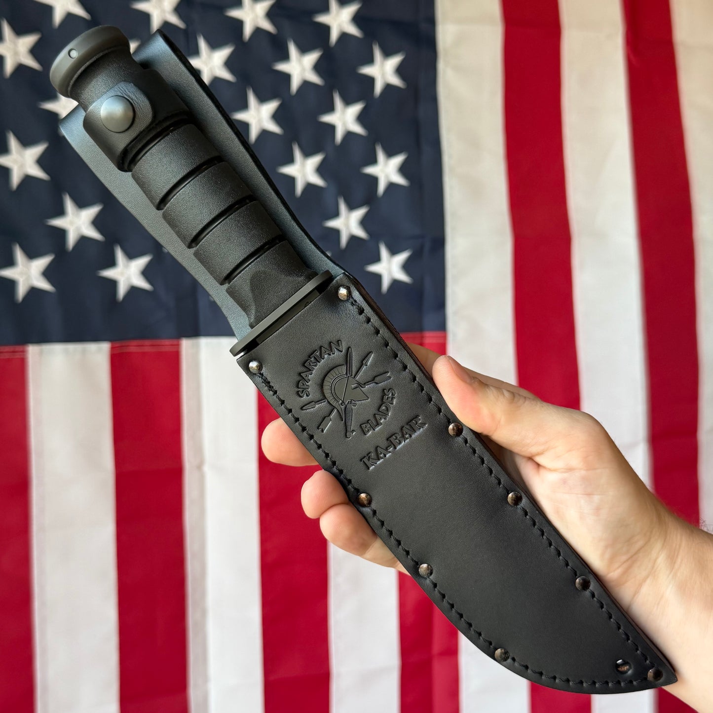 Spartan Blades KA-BAR - Black DLC CPM-MagnaCut Clip Point, Kraton G, USMC Profile - Made in USA (SB54BK)