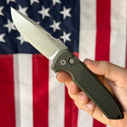The Back Door: Pro-Tech Rockeye Auto - Green Aluminum, CPM-MagnaCut - Made in USA (LG3105-Green) (Trade In)