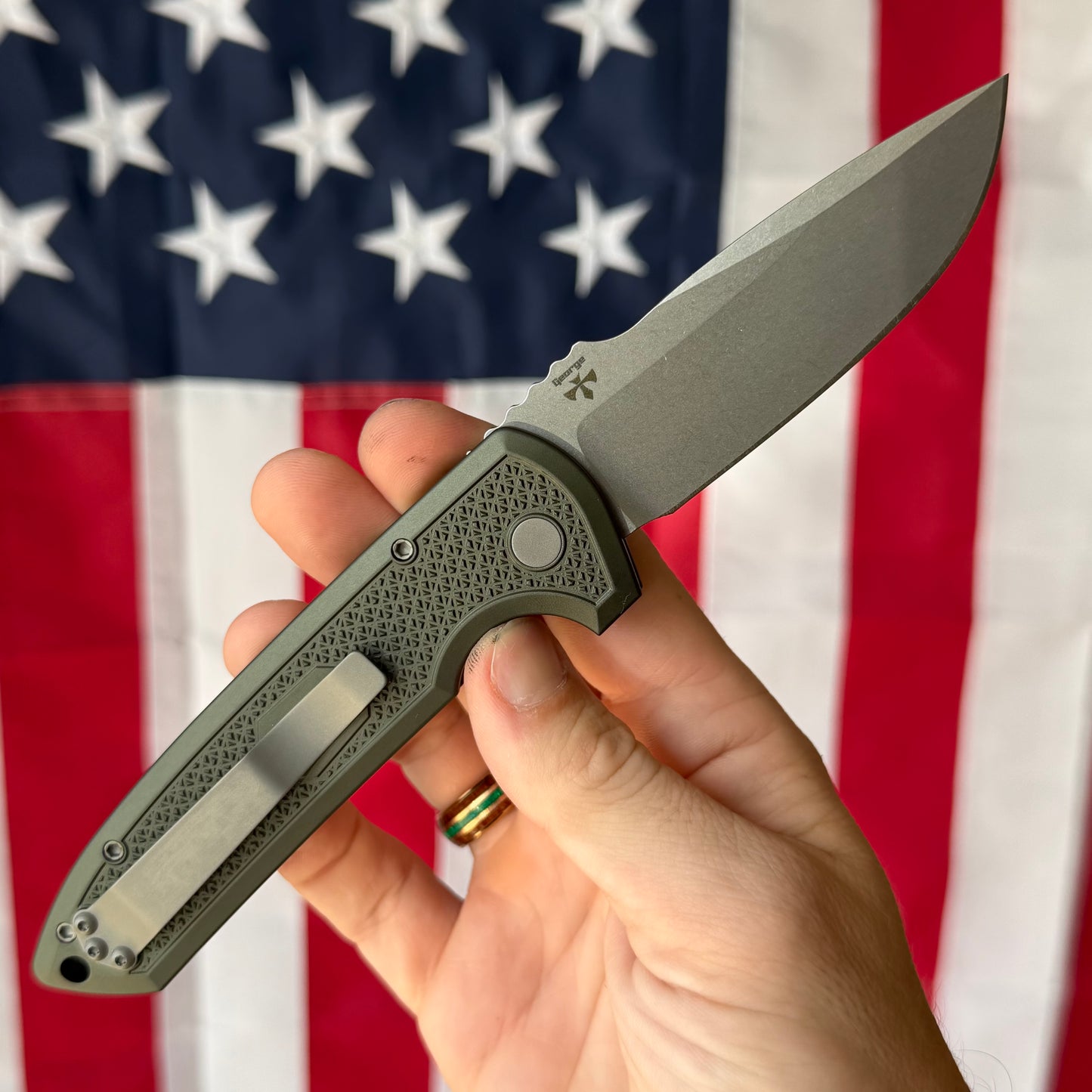 The Back Door: Pro-Tech Rockeye Auto - Green Aluminum, CPM-MagnaCut - Made in USA (LG3105-Green) (Trade In)