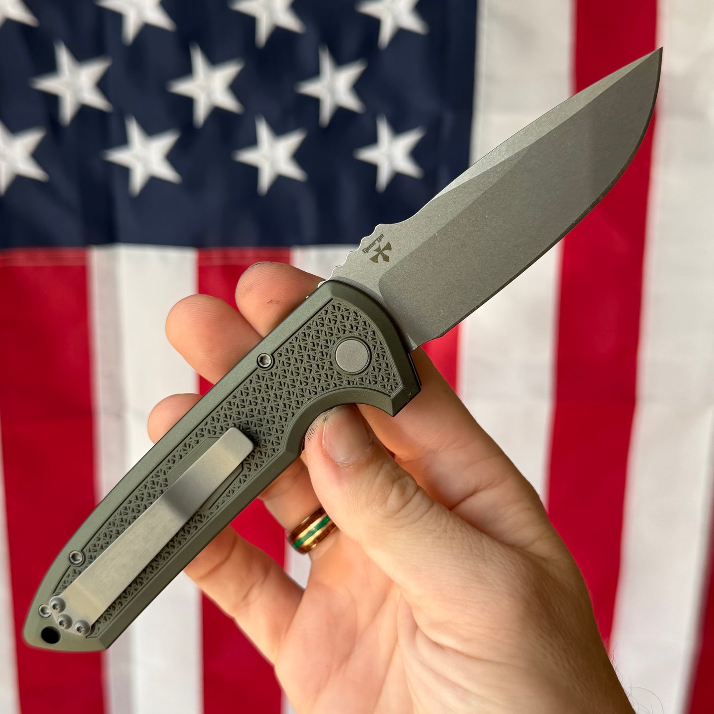 The Back Door: Pro-Tech Rockeye Auto - Green Aluminum, CPM-MagnaCut - Made in USA (LG3105-Green) (Trade In)