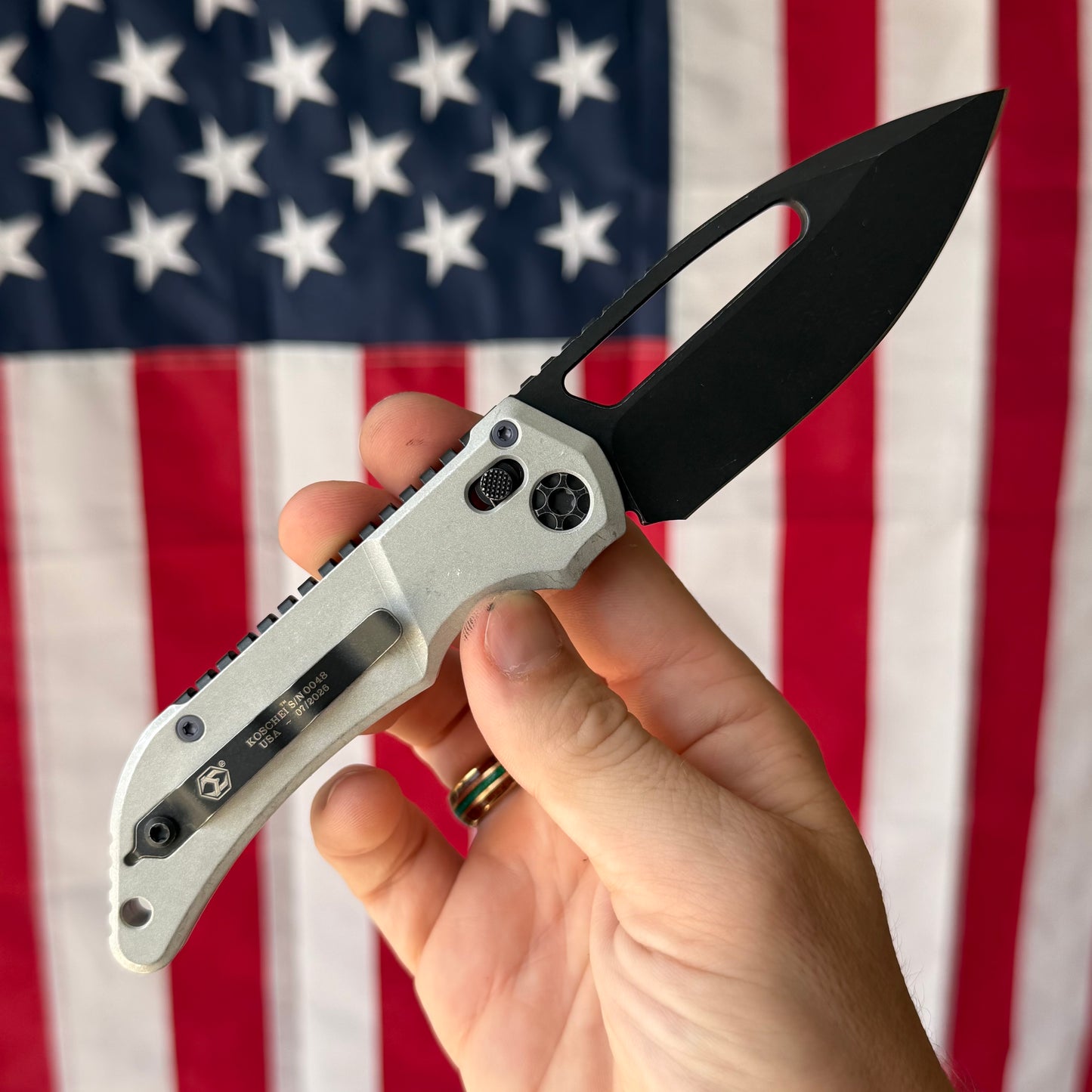 Heretic Koschei - Battleworn Black MagnaCut, Blizzardworn Chassis, Crossbar Lock - Made in USA (H061-8A-BLZ)