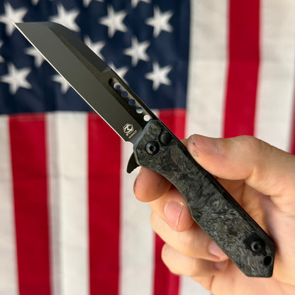 Heretic Jinn Manual - Fat Carbon Marble Glow, DLC MagnaCut Wharncliffe - Made in USA (H213-6A-MGCF)