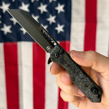 Heretic Jinn Manual - Fat Carbon Marble Glow, DLC MagnaCut Wharncliffe - Made in USA (H213-6A-MGCF)