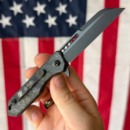 Heretic Jinn Manual - Fat Carbon Marble Glow, DLC MagnaCut Wharncliffe - Made in USA (H213-6A-MGCF)